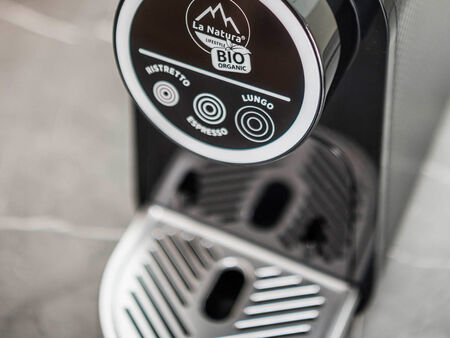 Detailed view of the coffee machine in the suite in Innsbruck