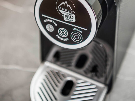 Detailed view of the coffee machine in the suite in Innsbruck