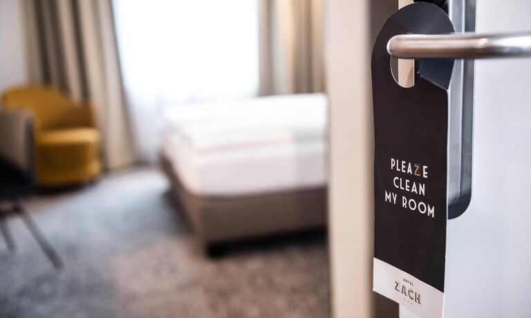 Entrance door to a double room in Hotel Zach