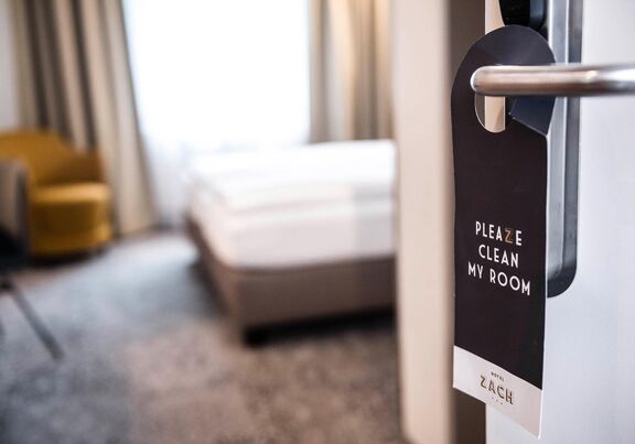 Entrance door to a double room in Hotel Zach
