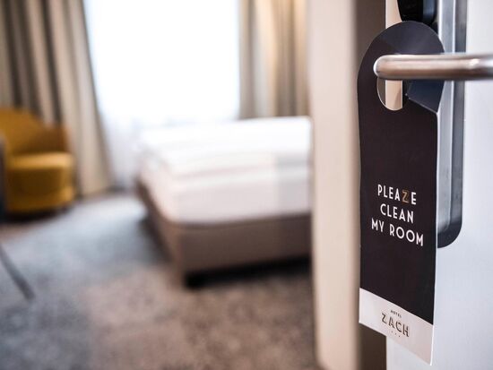 Entrance door to a double room in Hotel Zach