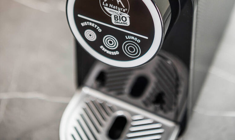 Detailed view of the coffee machine in the suite in Innsbruck